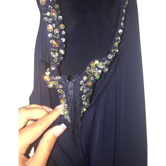 Formal beaded accent navy blue Dress - Picture 8 of 10